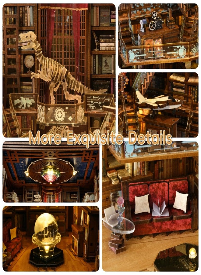 CCCDF مجموعة ركن الكتب CCCDF DIY، مجموعة ركن الكتب المصغرة لبيت الدمى، ديكور رف الكتب ثلاثي الأبعاد من الخشب مع إضاءة LED للمراهقين والبالغين (Beyond Library Max) - Image 4